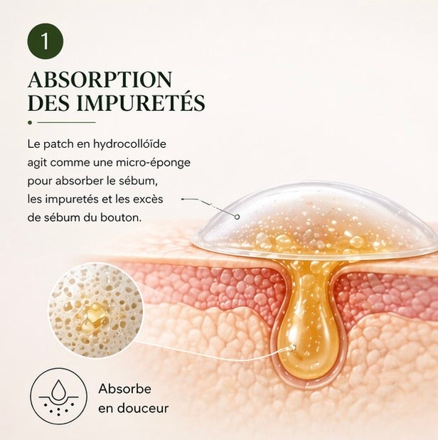 Patchs boutons invisibles hydrocolloïdes – action rapide nuit & jour