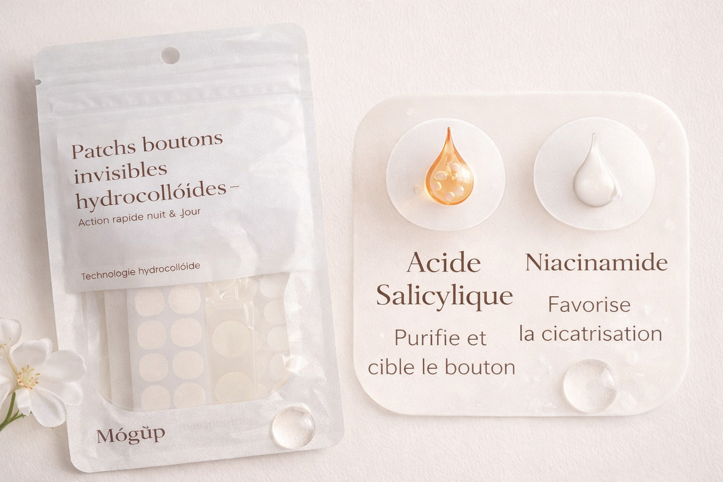 Patchs boutons invisibles hydrocolloïdes – action rapide nuit & jour